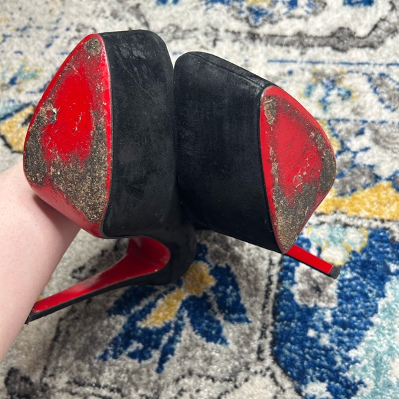 Christian Louis Vuitton black & red platform heels - Picture 4 of 7